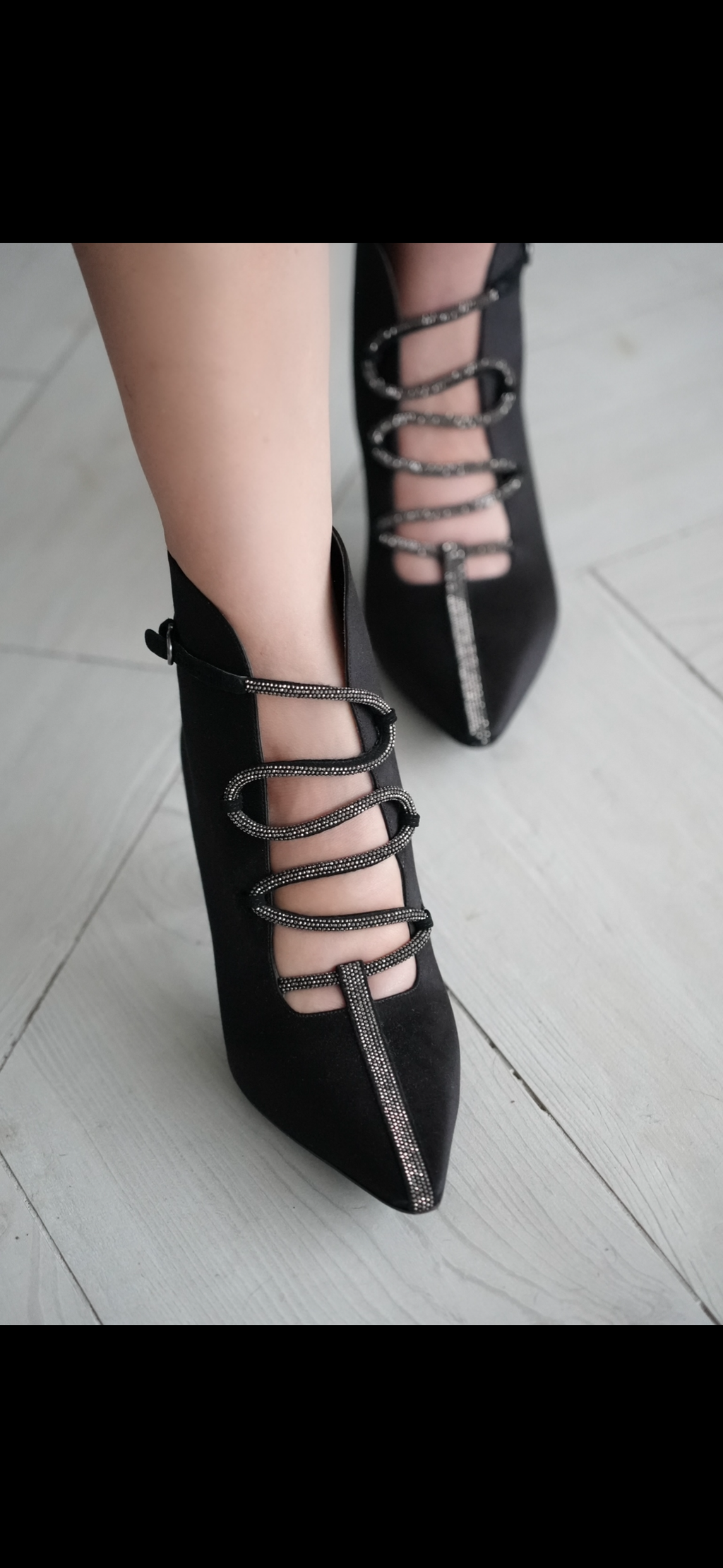 Salvatore Ferragamo Ciconia 70 Satin Pointy Toe Embellished Booties size 9