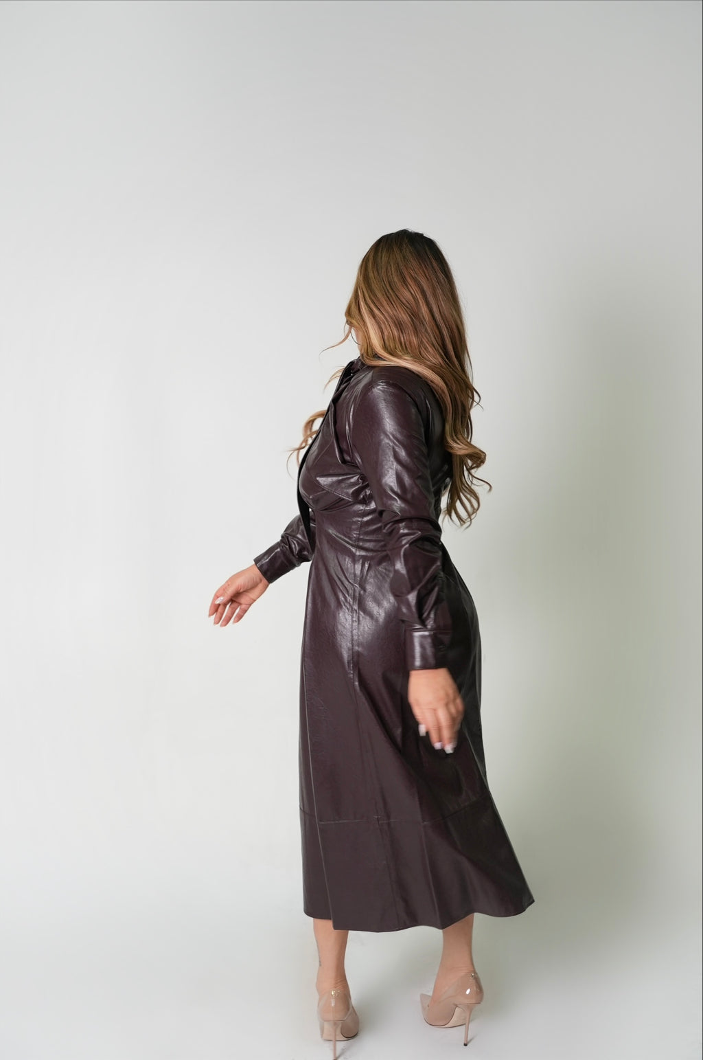 Brown Faux Leather Dress