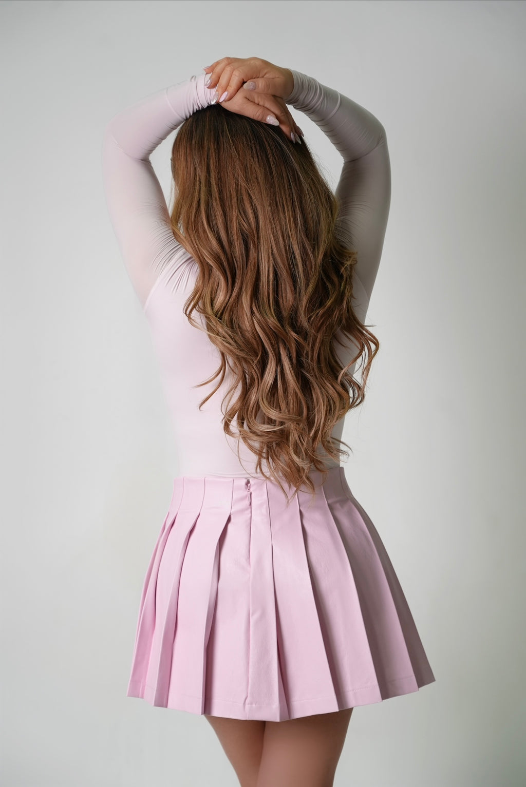 Blush Confidence Set (Bodysuit + Pleated Skirt)