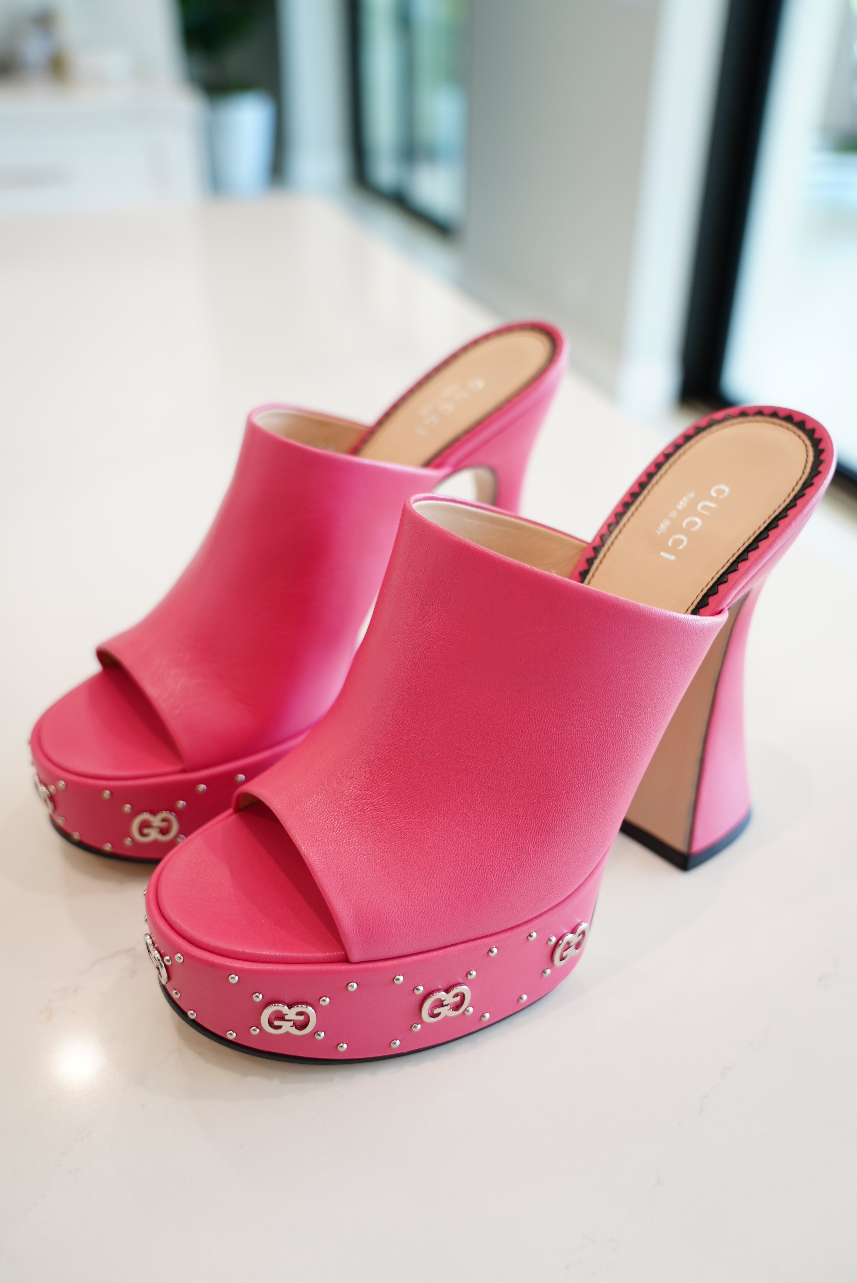 Gucci Pink Platform Mules