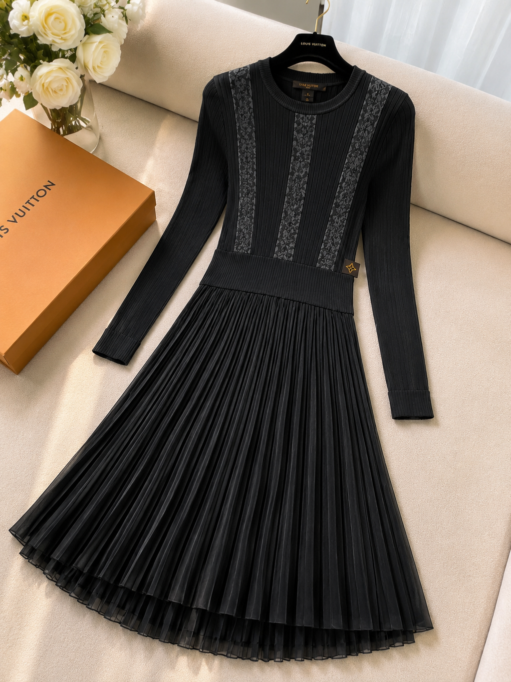Louis Vuitton Pleated Knit Midi Dress