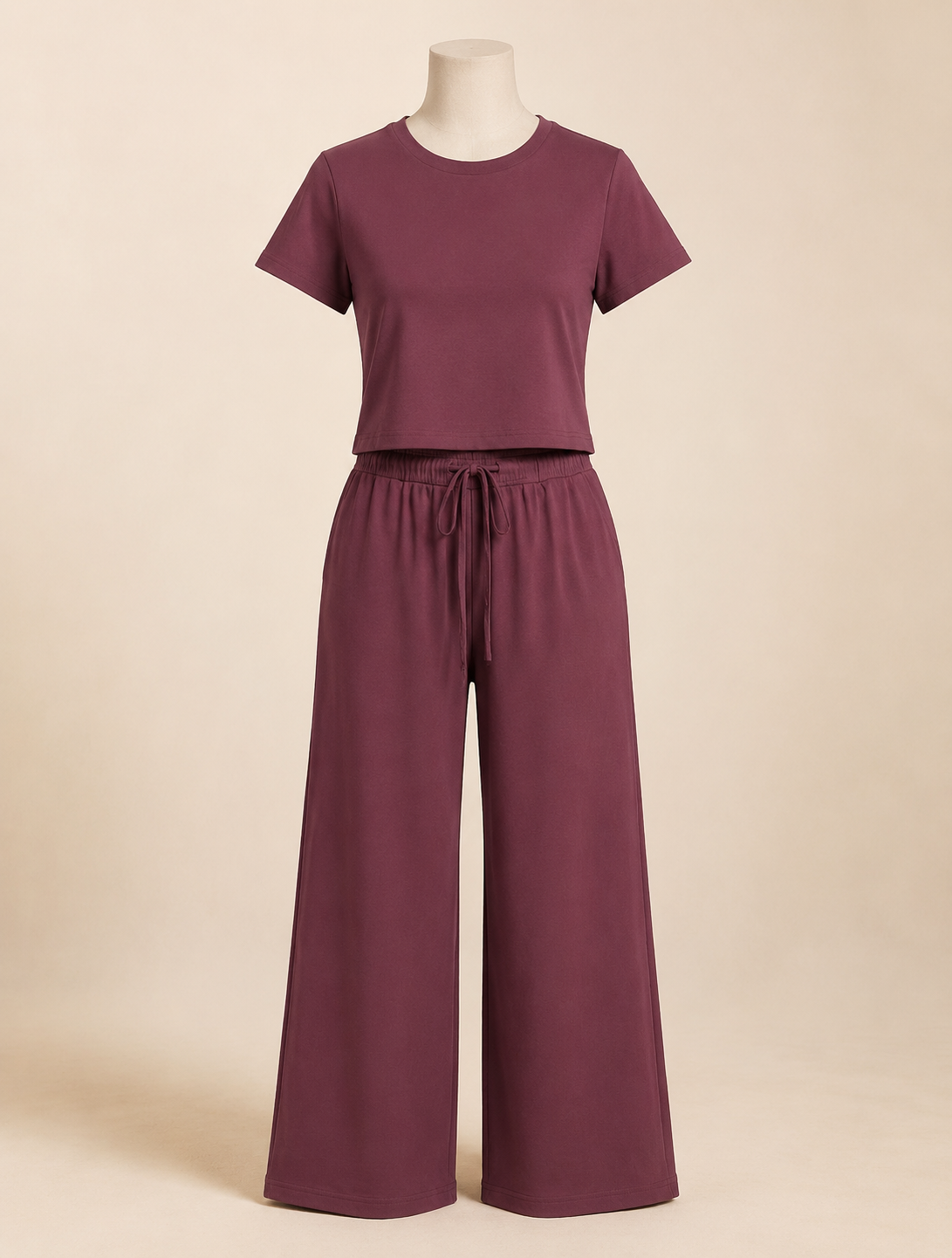 Puff Sleeve Maroon Set