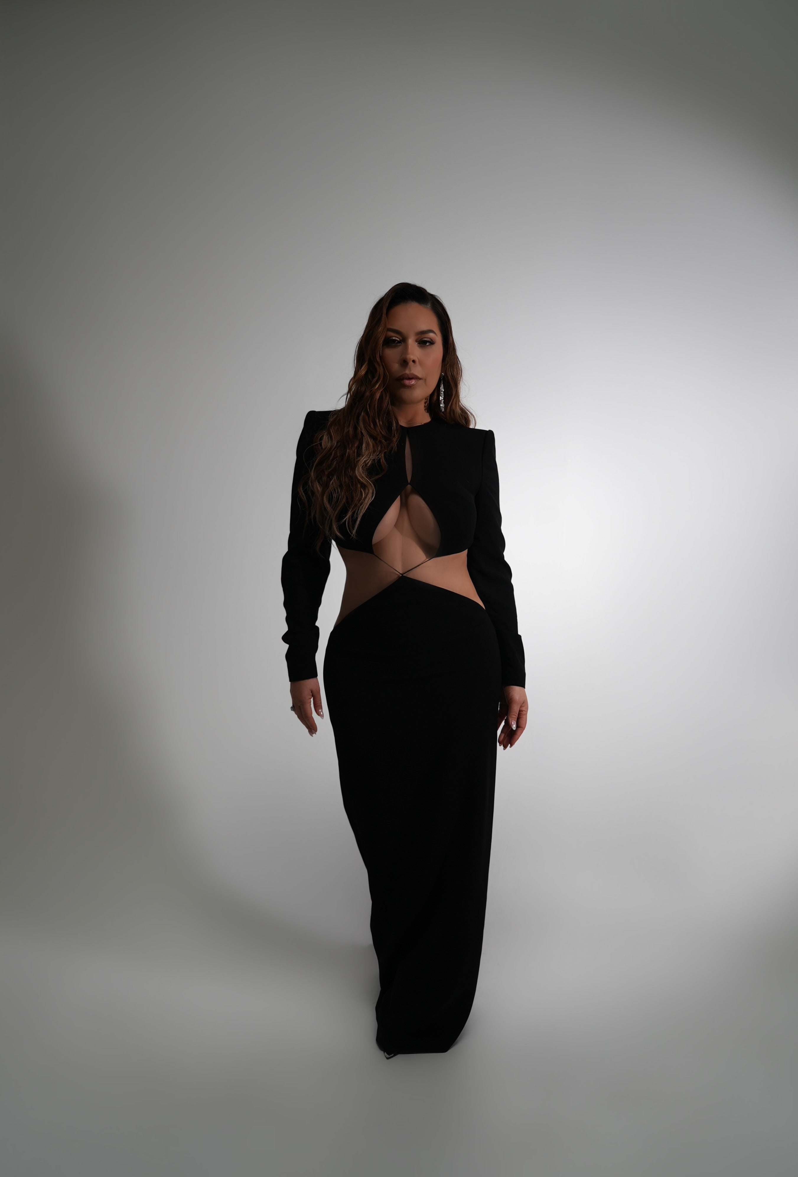 Mônot Black Cutout Crepe Maxi Dress