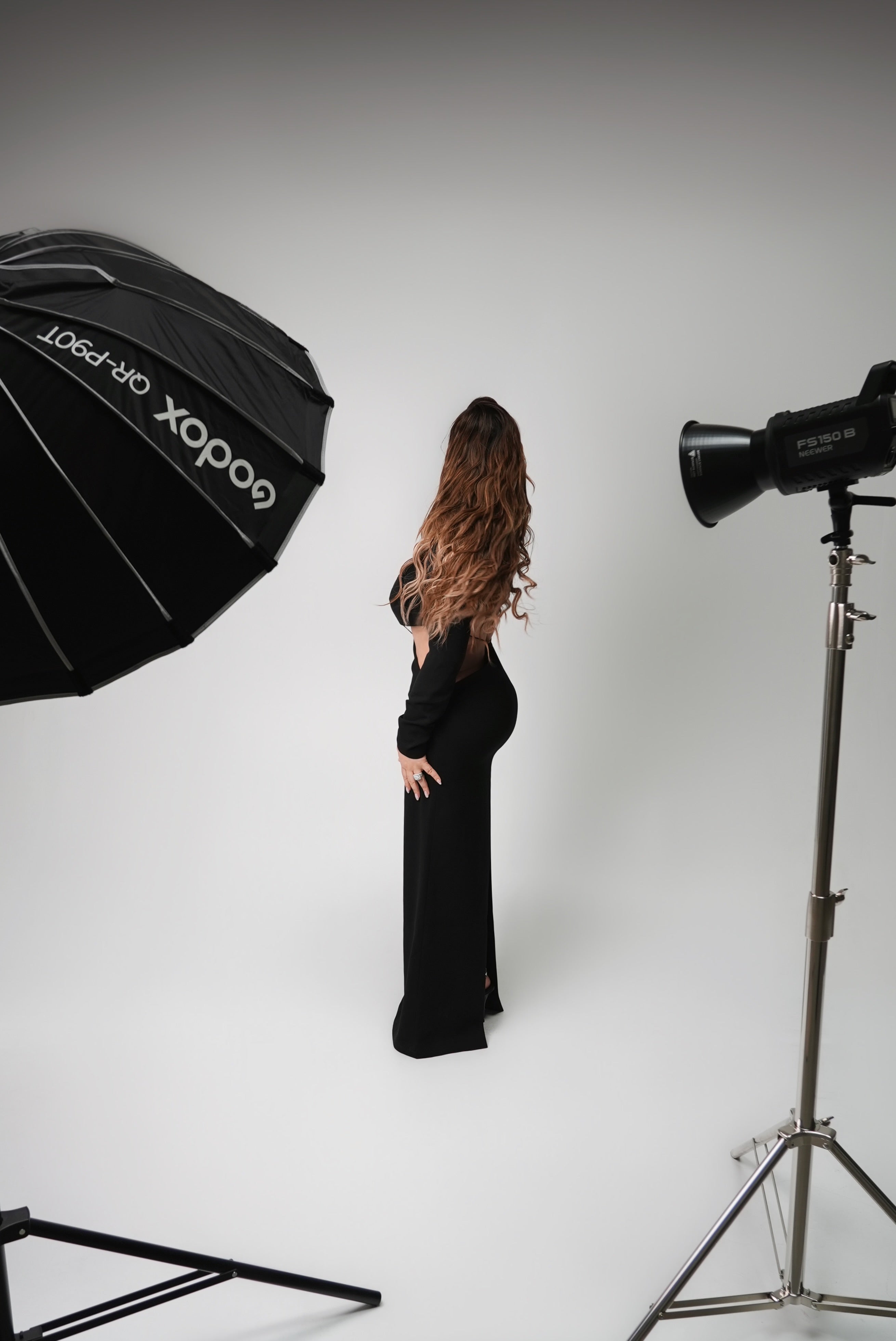 Mônot Black Cutout Crepe Maxi Dress